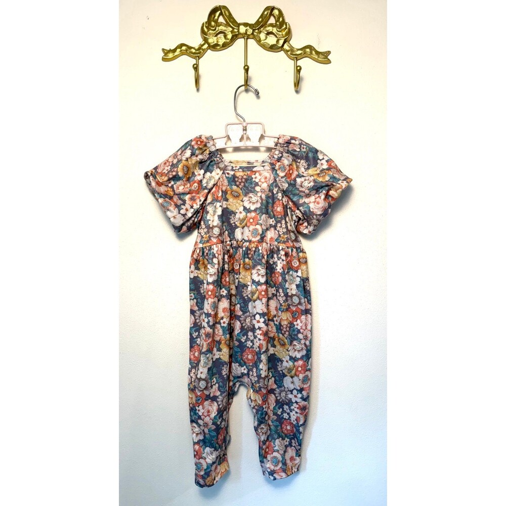 Neutral Floral Puff Sleeve Romper
